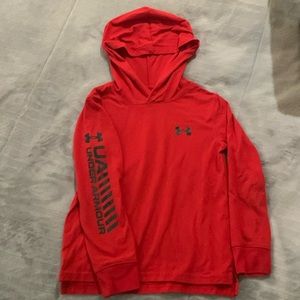 Red under armour long sleeve with hood